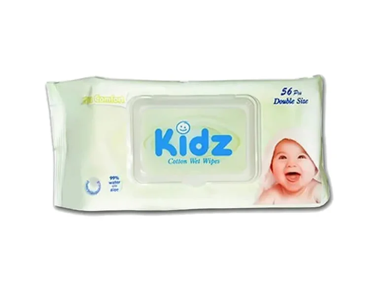 Kidz-Cotton-Wet-Wipes-56pcs Kidz Cotton Baby Wet Wipes 56 pcs - Image 1